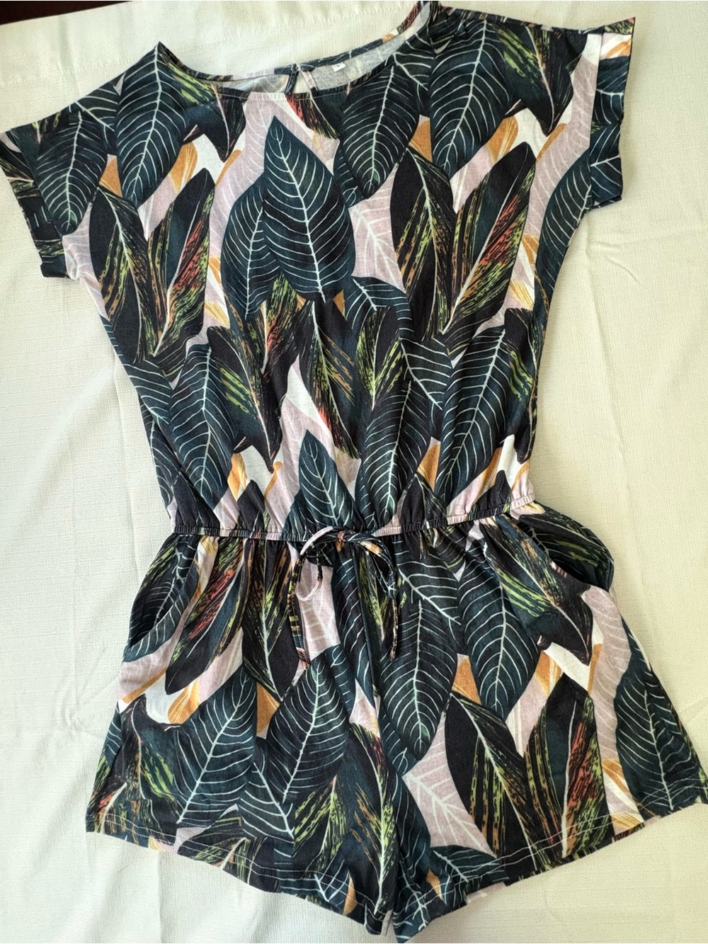 Tropical Leaf-Print woman One-Piece Romper in multicolour